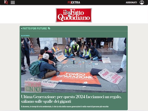 Ultima Generazione: per questo 2024 facciamoci un regalo, saliamo sulle spalle dei giganti